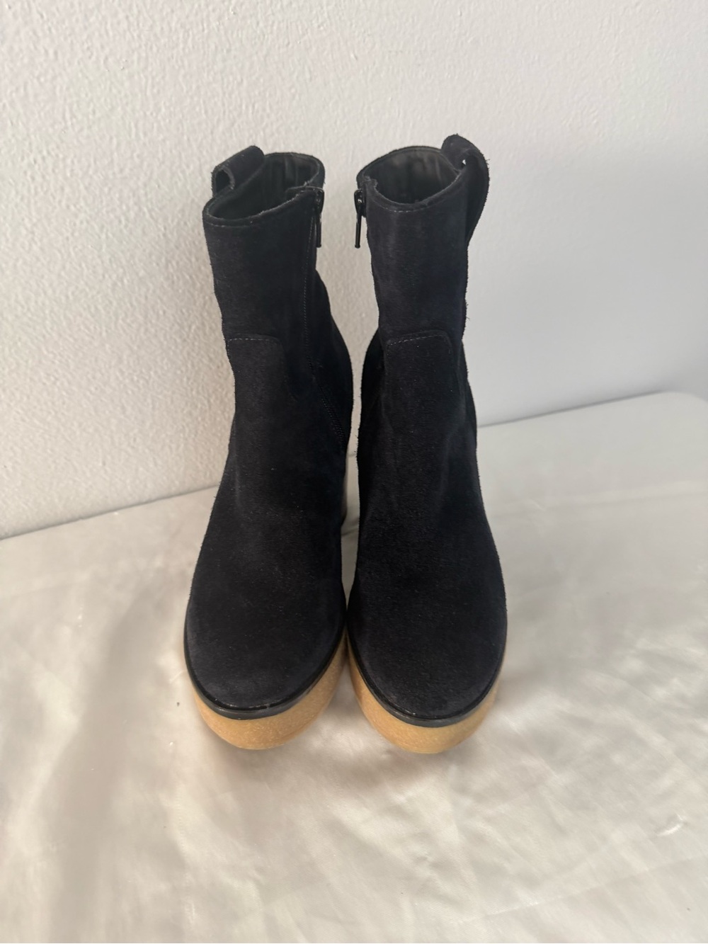 MANAS Black Suede Platform Ankle Boots - Women's‎